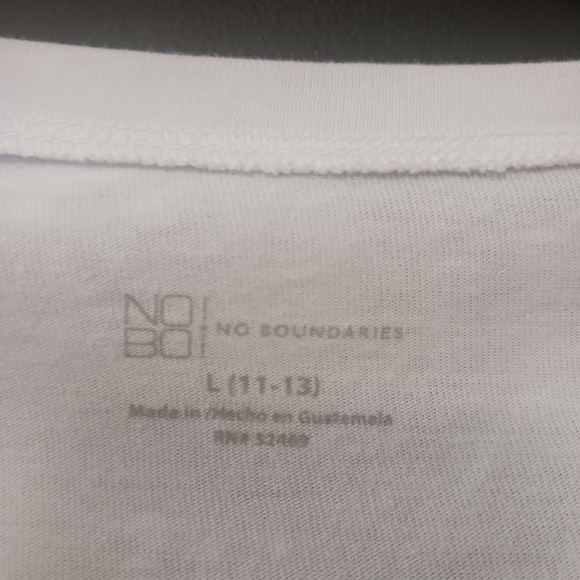 NO BOUNDARIES WOMENS LARGE SIZE 11-13 ALL WHITE TEE SHIRT - Picture 3 of 3